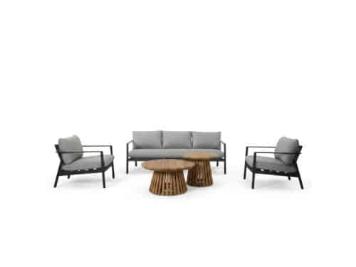 Florence/Palau stoel-bank loungeset 5 personen | aluminium + touw | antraciet | 5-delig