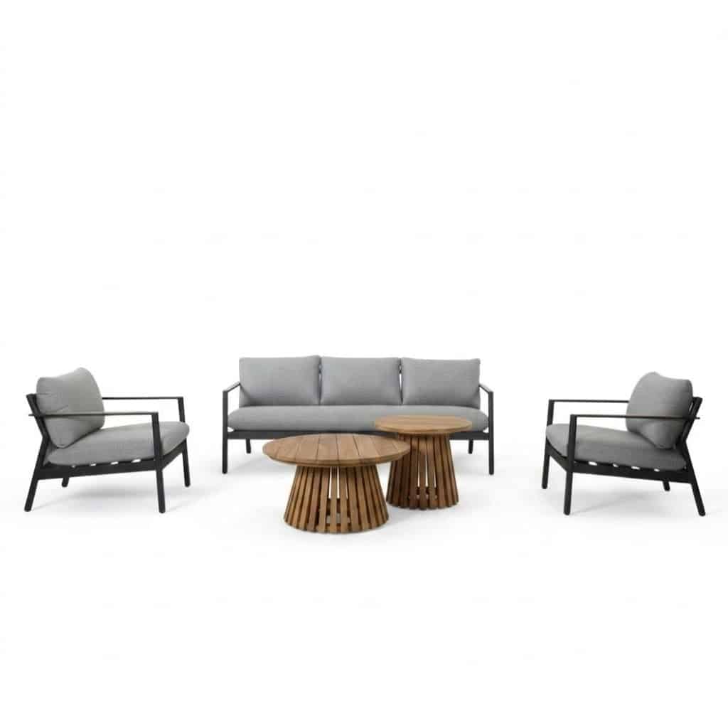florence/palau stoel bank loungeset 5 personen | aluminium + touw | antraciet | 5 delig