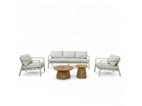 Florence/Palau stoel-bank loungeset 5 personen | aluminium + touw | beige | 5-delig