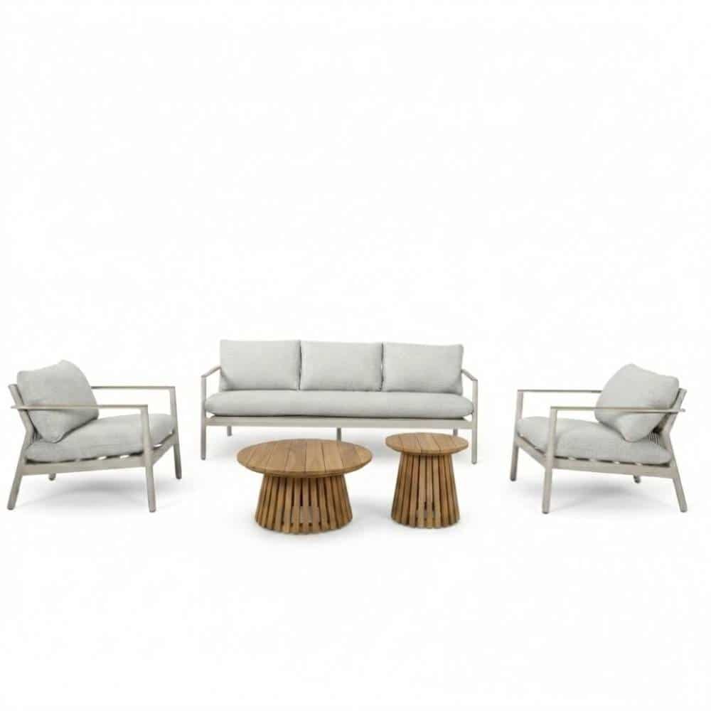 florence/palau stoel bank loungeset 5 personen | aluminium + touw | beige | 5 delig