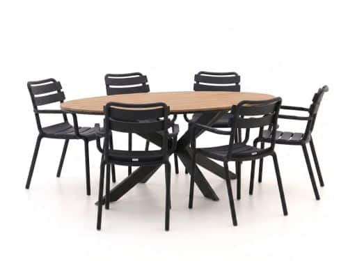 Forza Vico/Fidenza 220cm ovaal dining tuinset 7-delig stapelbaar - Laagste prijsgarantie!