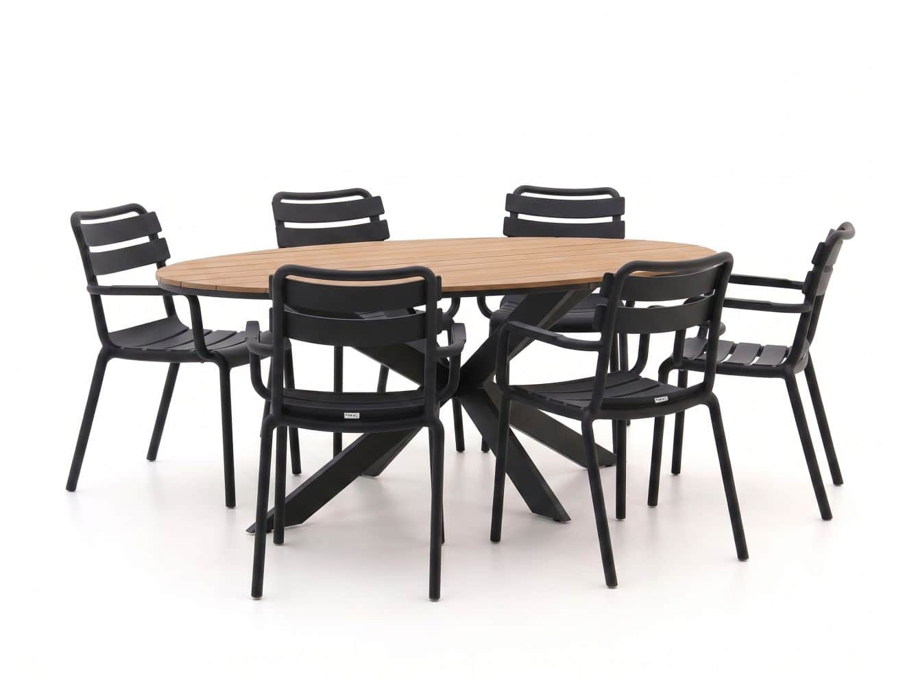 forza vico/fidenza 220cm ovaal dining tuinset 7 delig stapelbaar laagste prijsgarantie!