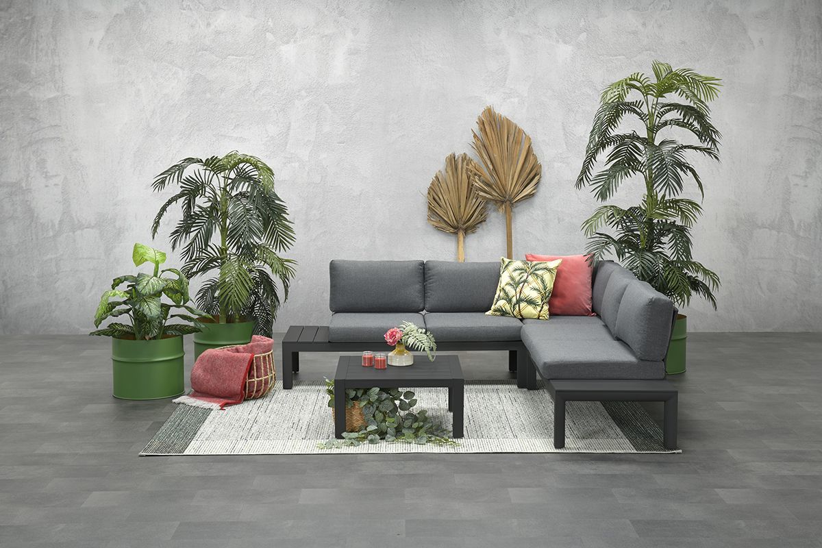 garden impressions adelaide loungeset 4 delig carbon black/ mystic grey
