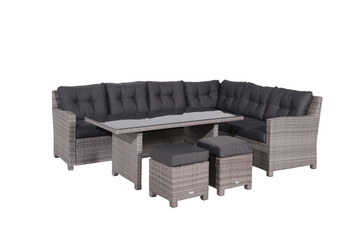 garden impressions blue bird lounge/diningset 5 delig rechts organic grey reflex black showmodel hoofddorp, woerden, amersfoort & wommelgem