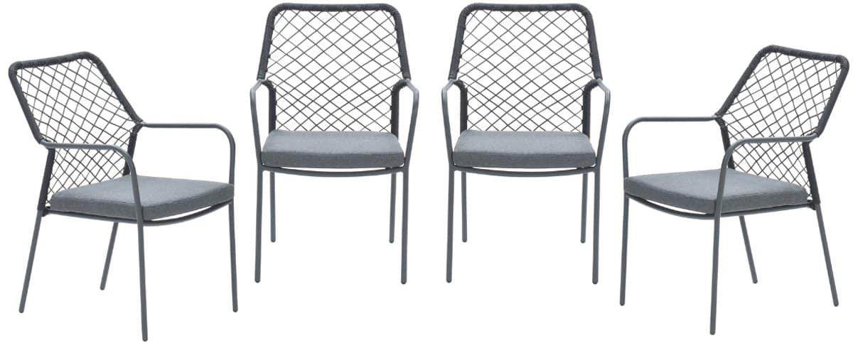 garden impressions dido tuinstoelen set van 4 zwart rope