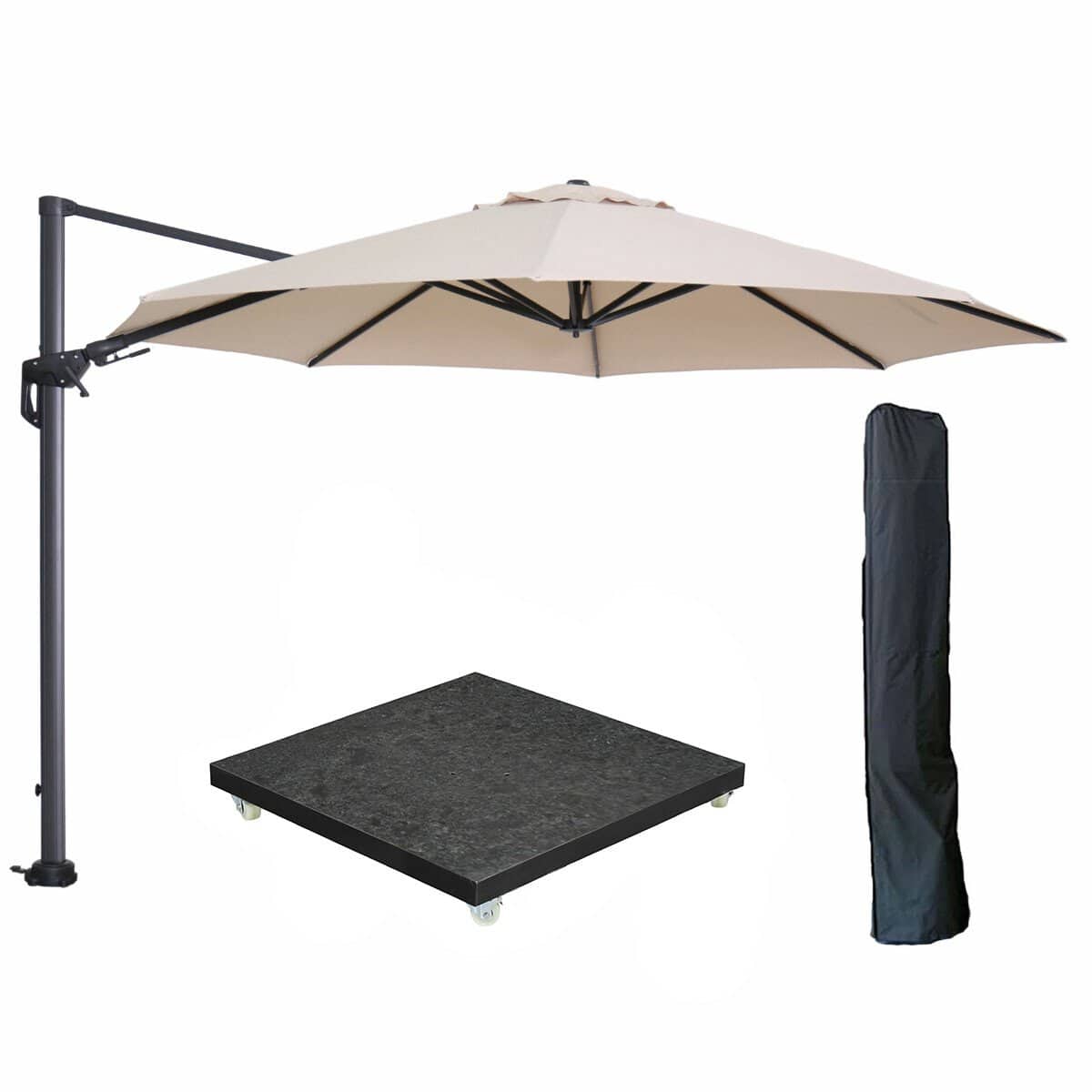 garden impressions hawaii zweefparasol Ø350 cm carbon black / ecru