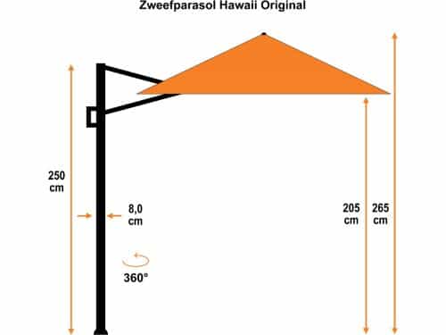 Garden Impressions Hawaii zweefparasol Ø350 cm carbon black / zwart