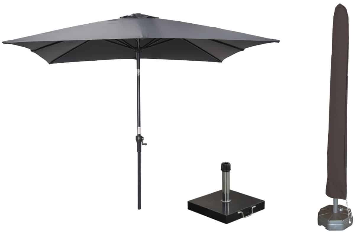 garden impressions lotus parasolset 250×250 donkergrijs met voet en hoes