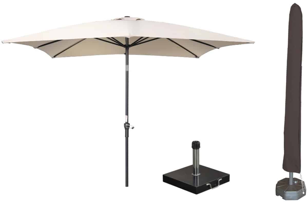 garden impressions lotus parasolset 250×250 ecru met voet en hoes