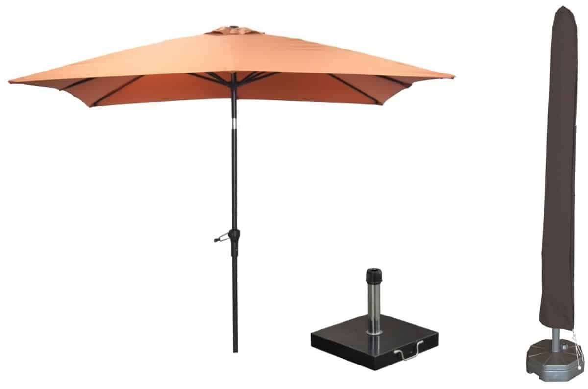garden impressions lotus parasolset 250×250 koper met voet en hoes