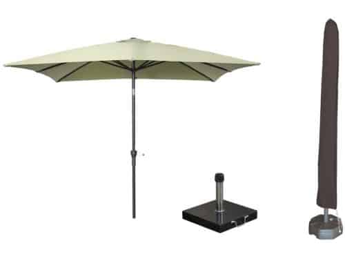 Garden Impressions Lotus parasolset 250x250 olijf met voet en hoes