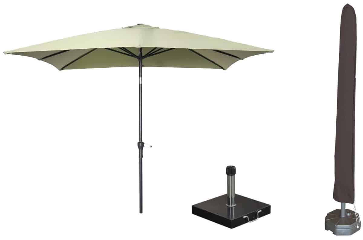 garden impressions lotus parasolset 250×250 olijf met voet en hoes