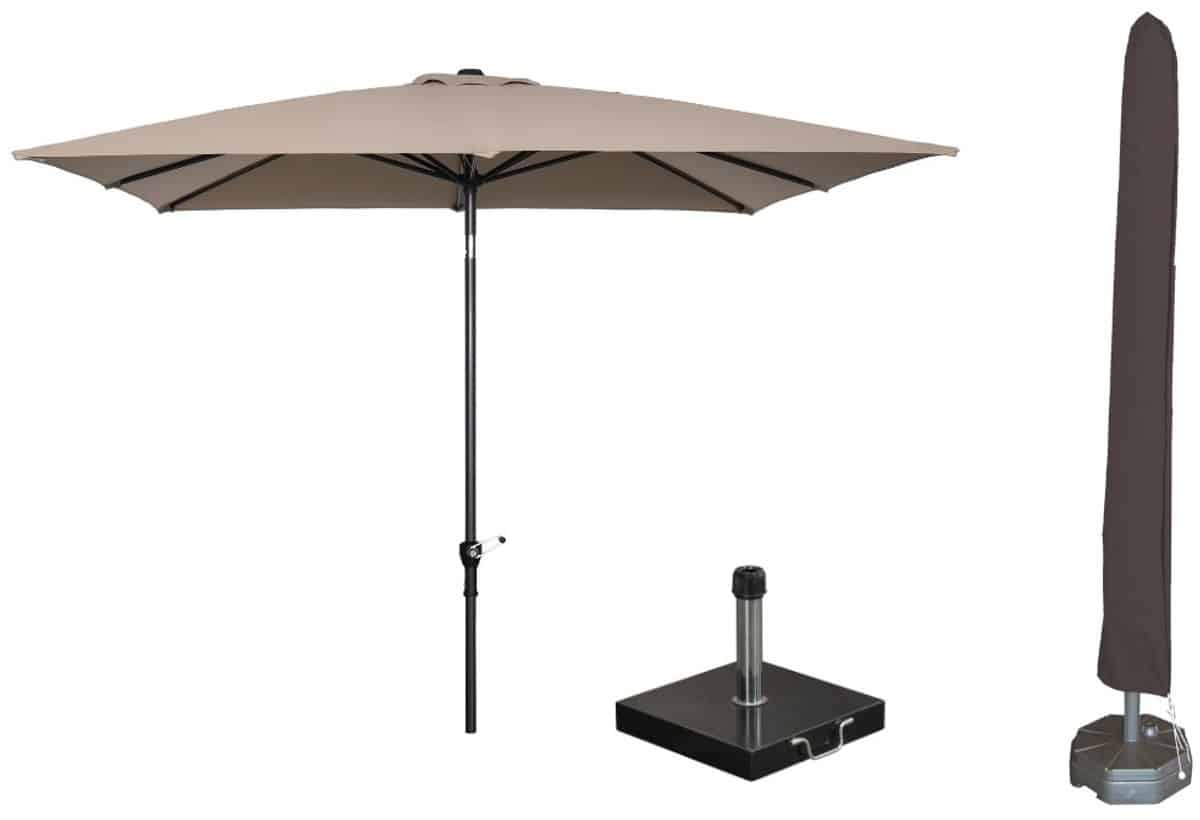 garden impressions lotus parasolset 250×250 taupe met voet en hoes