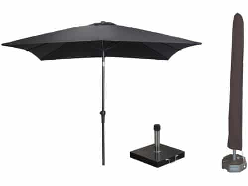 Garden Impressions Lotus parasolset 250x250 zwart met voet en hoes