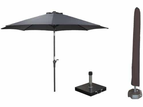Garden Impressions Lotus parasolset Ø300 cm donkergrijs met voet en
