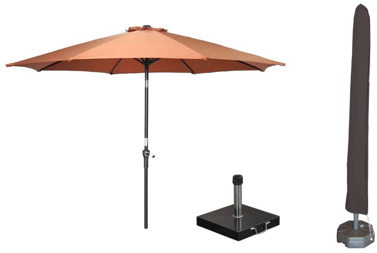 garden impressions lotus parasolset Ø300 cm koper met voet en