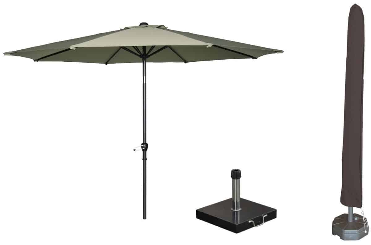 garden impressions lotus parasolset Ø300 cm olijf met voet en