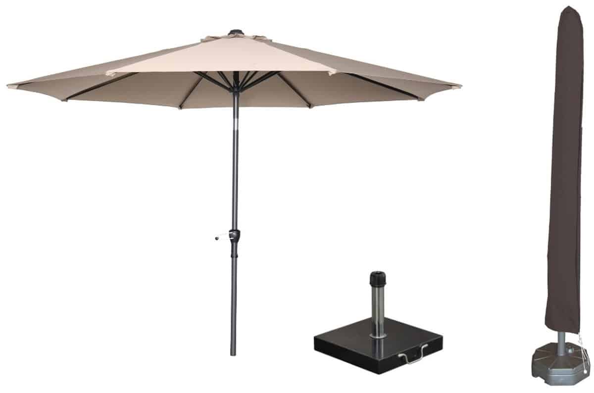 garden impressions lotus parasolset Ø300 cm taupe met voet en
