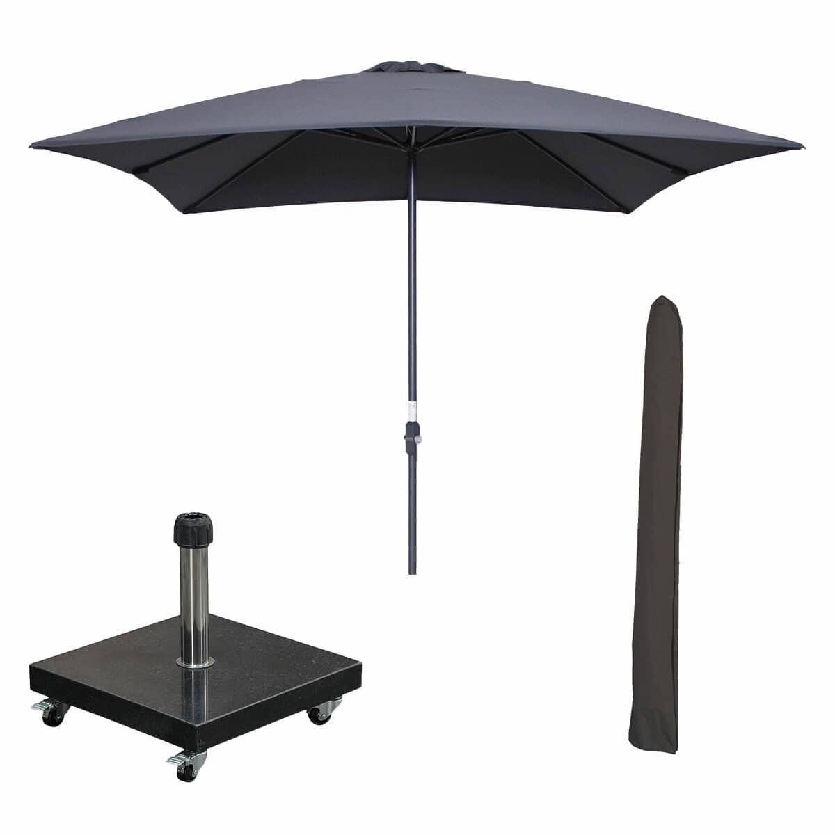 garden impressions lotus stokparasol 250×250 cm donker grijs incl 40