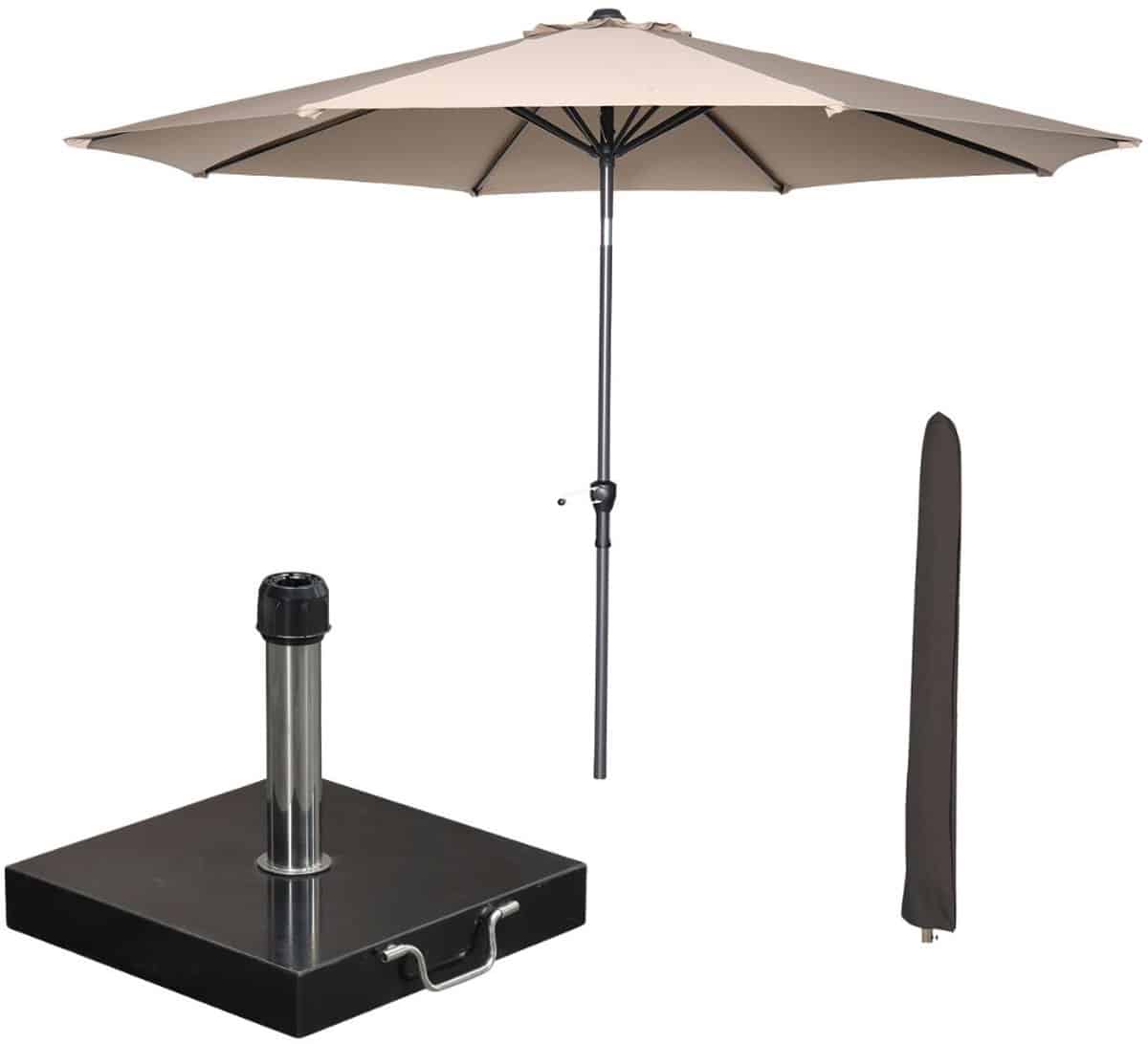 garden impressions lotus stokparasol Ø300 cm taupe incl parasolhoes