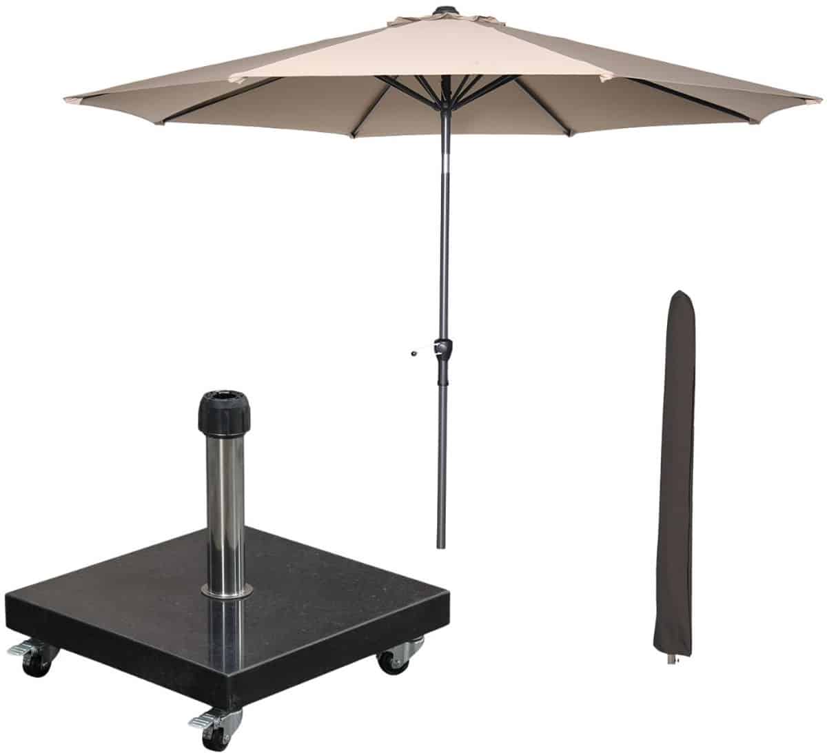 garden impressions lotus stokparasol Ø300 cm taupe incl parasolhoes