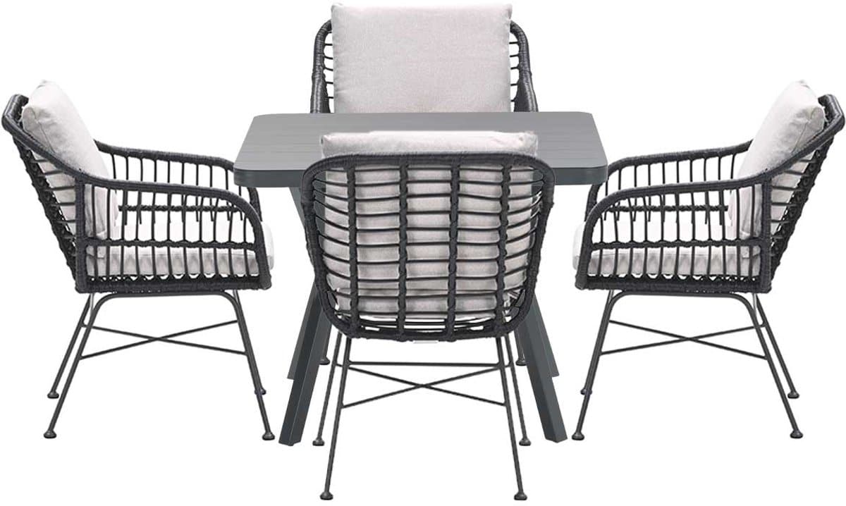 garden impressions lucas tuinset zwart 5 delig mina tuintafel 90×90