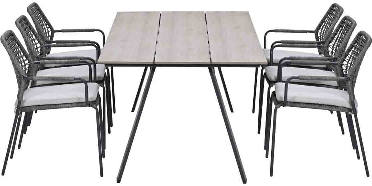 garden impressions natas tuinset grijs 7 delig braga tuintafel 220×100