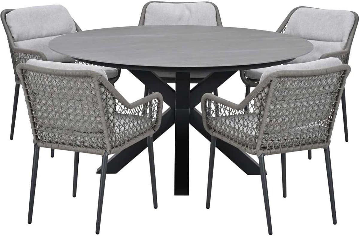 garden impressions pemba tuinset 6 delig duuk tuintafel Ø150 cm