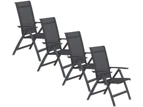 Garden Impressions Santana tuinstoel verstelbaar donker grijs - 4 stuks