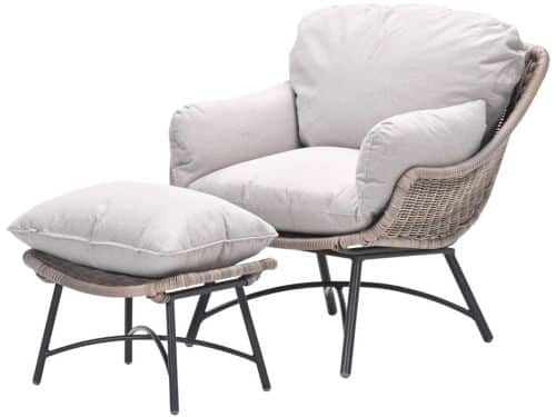 Garden Impressions Selene loungestoelen vintage willow - Tepa bijzettafel Ø50x48