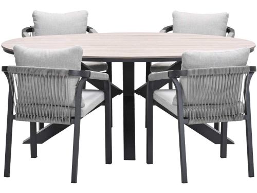 Garden Impressions Tarera tuinset 5-delig taupe - Tulli tuintafel 180x115