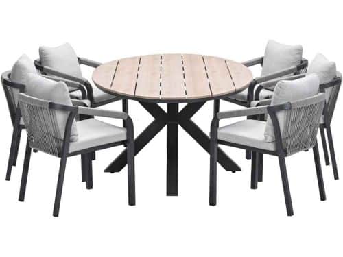Garden Impressions Tarera tuinset 7-delig taupe - Tulli tuintafel 220x115xH75