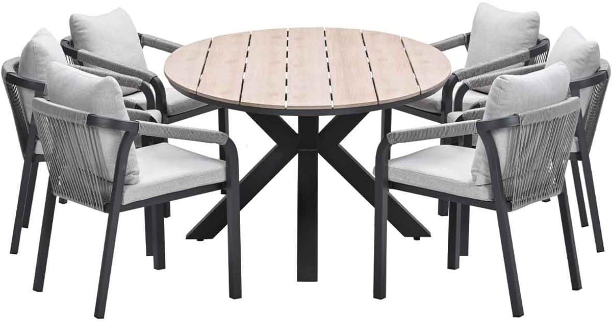 garden impressions tarera tuinset 7 delig taupe tulli tuintafel 220x115xh75