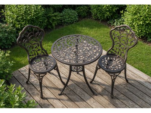 Gegoten Aluminium Balkonset 3-Delig Koper - Tuinmeubelset 2 Personen