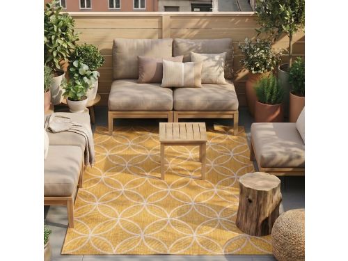 Geometrisch buitenkleed - Faro Ripple Geel - 160x230 cm