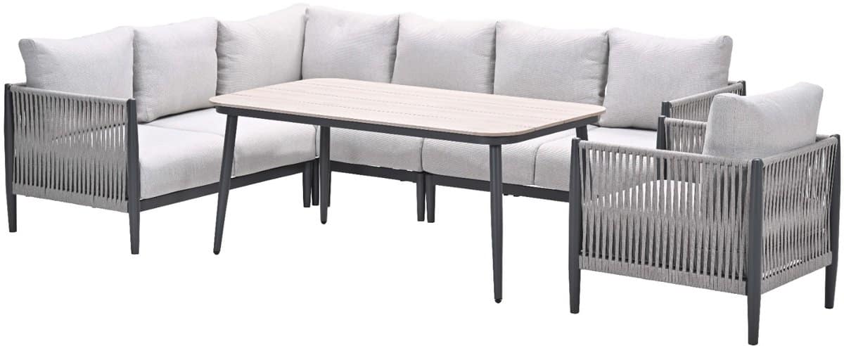 gi diamo lounge dining hoekset (6 delig) carbon black/zand