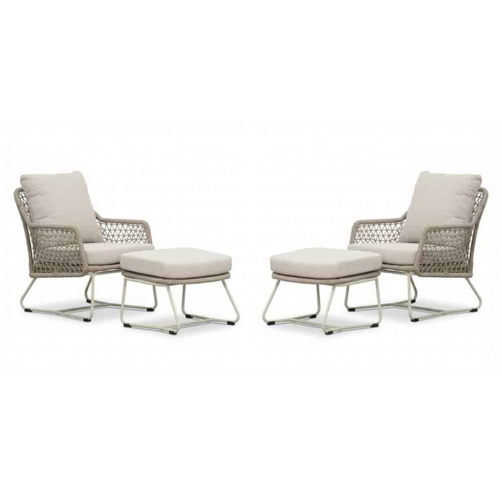 gianna lounge balkonset 2 personen | touw + aluminium | almond beige | 4 delig