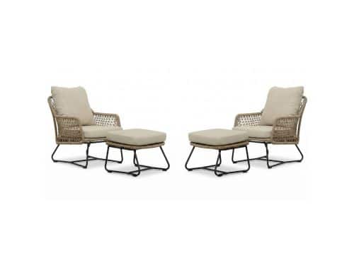 Gianna lounge balkonset 2 personen | touw + aluminium | Sahara Dust | 4-delig