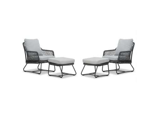 Gianna lounge balkonset 2 personen | touw + aluminium | Stone Grey | 4-delig