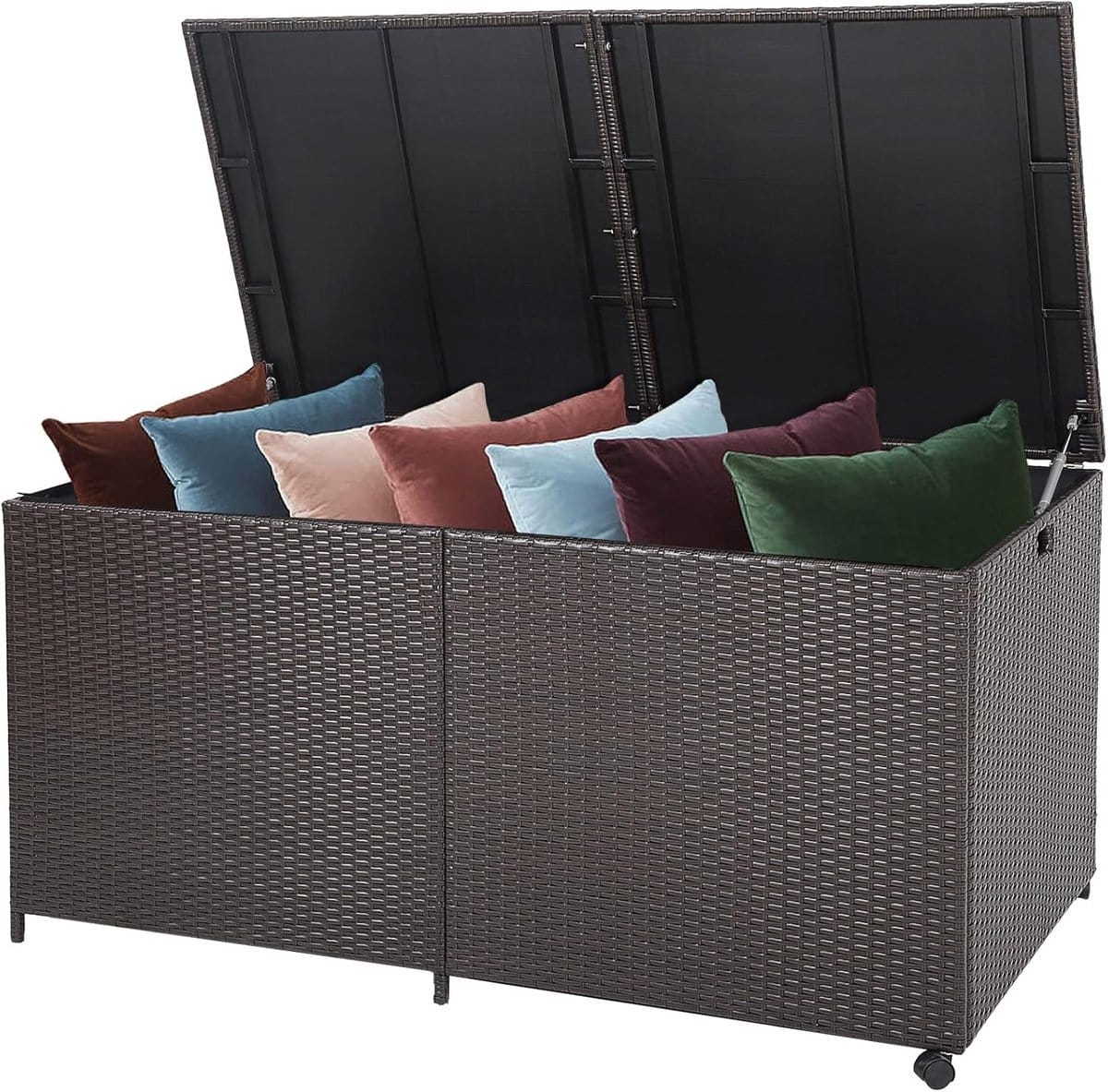grote opbergbox tuin 662l waterdicht poly rotan kussenbox met