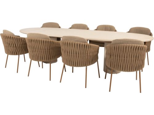 Hampton Molina dining tuinset 300x110xH75 cm 9 delig mortex amber