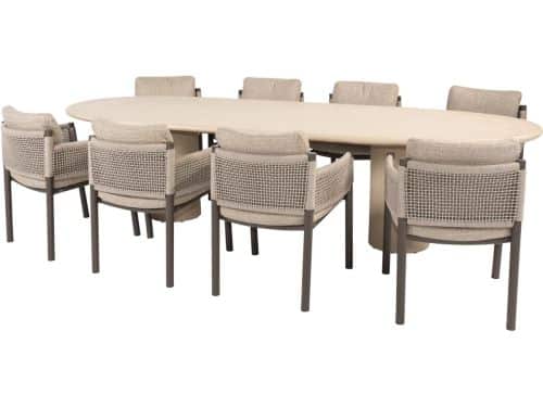Hampton Savanne dining tuinset 300x110xH75 cm 9 delig mortex terre