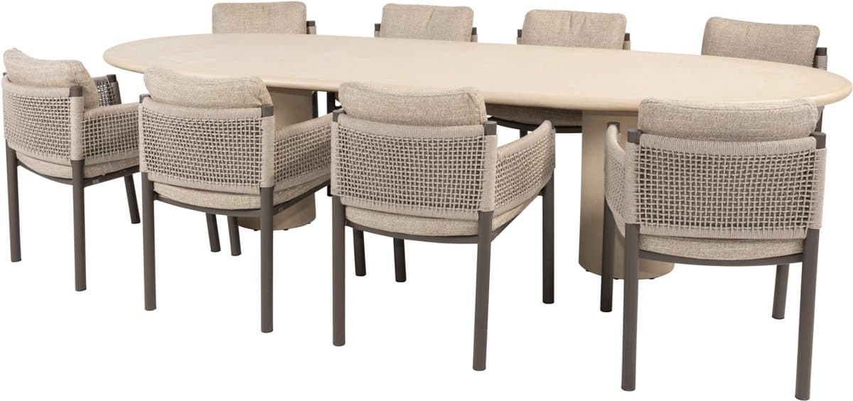 hampton savanne dining tuinset 300x110xh75 cm 9 delig mortex terre