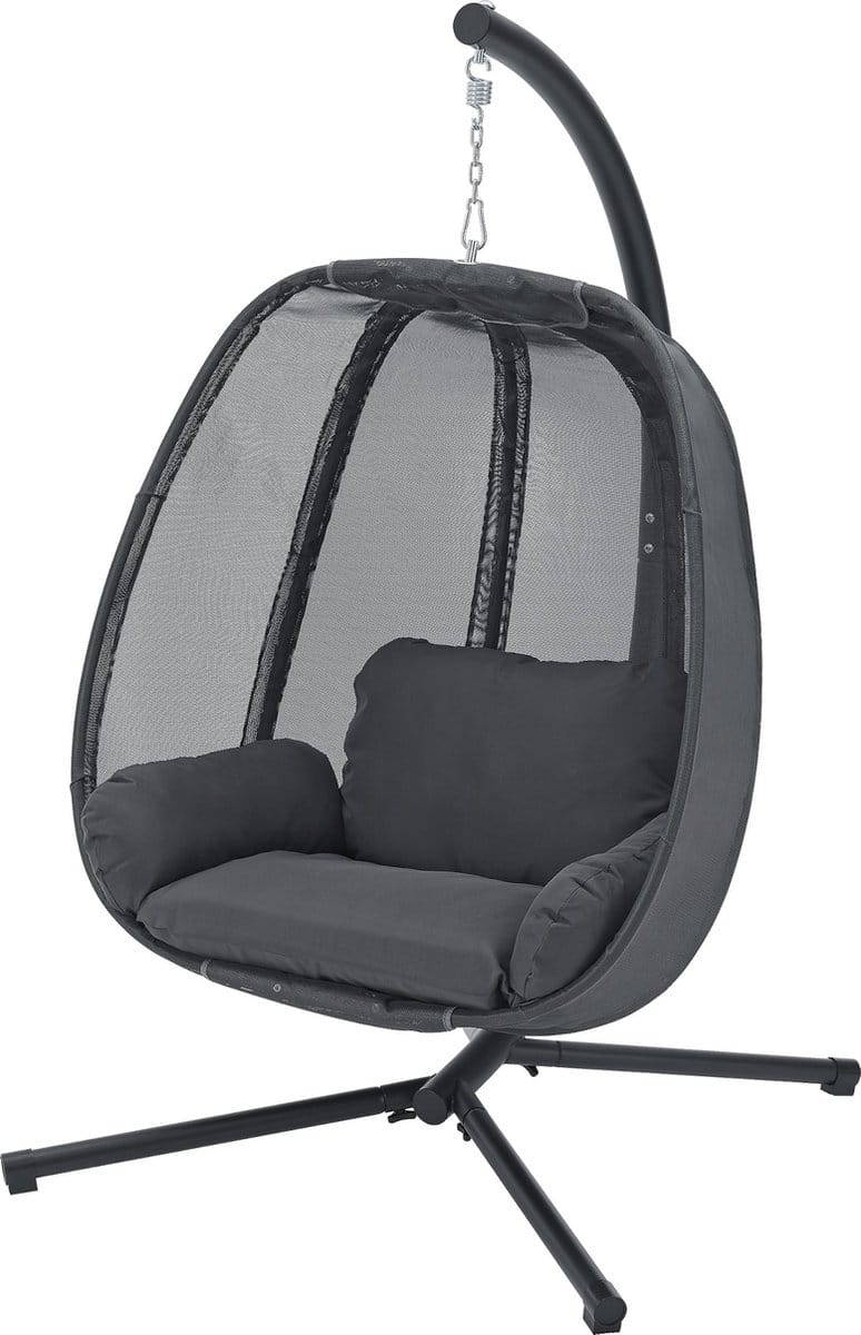 hangstoel deluxe cole met standaard en kussens donkergrijs