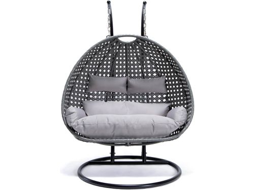 Hangstoel Polyrattan TWIN - Grijs - Met kussens