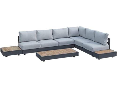 Hoek Loungeset Fosega | 5-delig | Matt Black / Stone