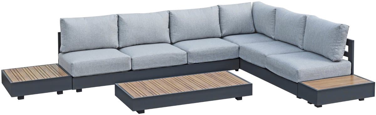 hoek loungeset fosega | 5 delig | matt black / stone