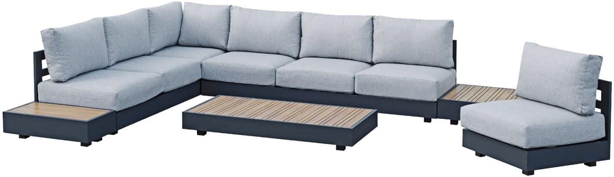 hoek loungeset fosega | 6 delig | matt black / stone