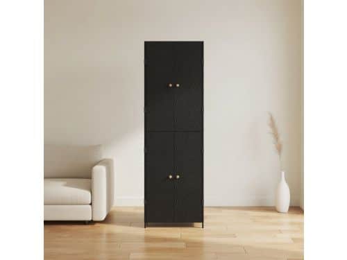 Hoge Tuinkast Zwart 180 cm Poly Rattan - Weerbestendige Buitenkast
