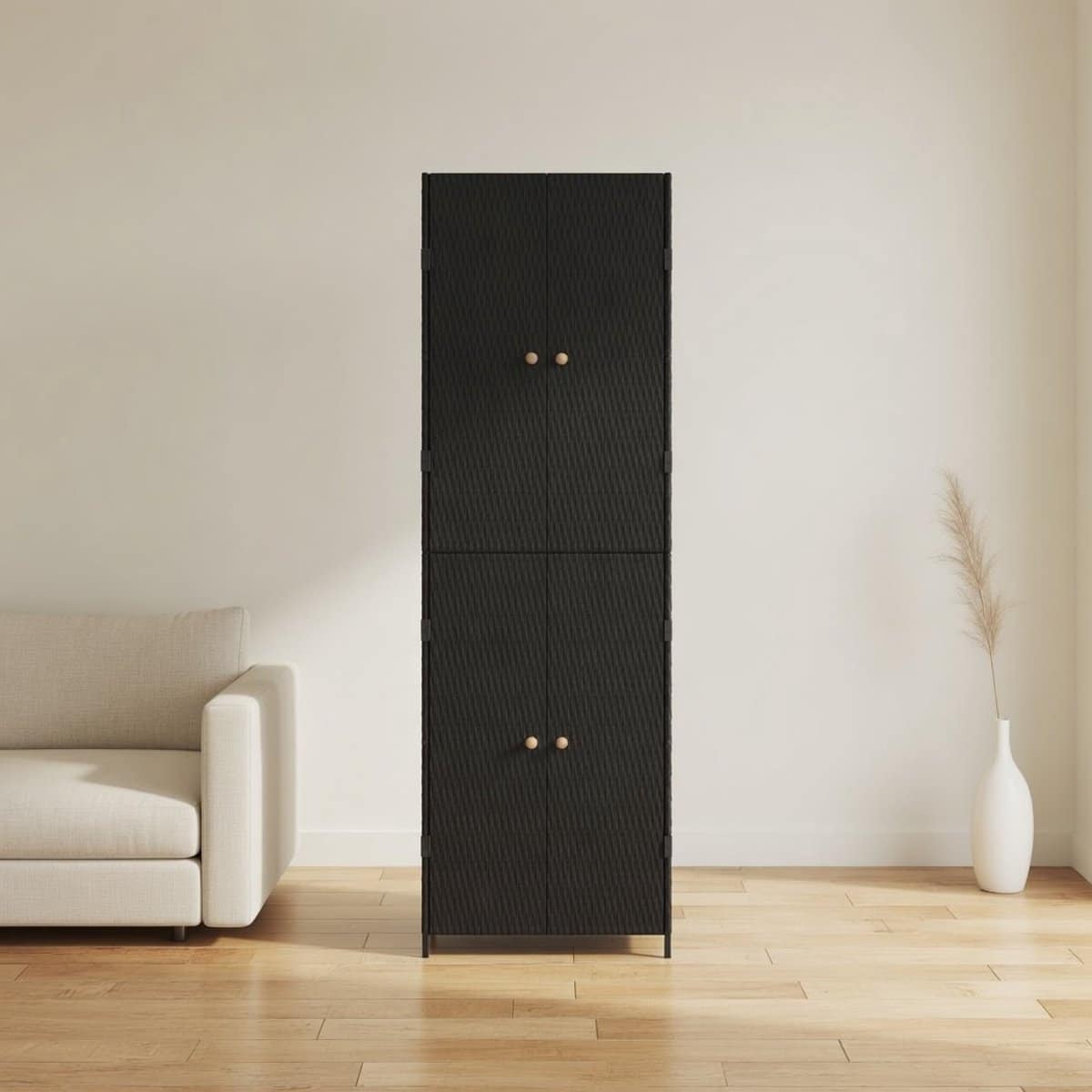 hoge tuinkast zwart 180 cm poly rattan weerbestendige buitenkast